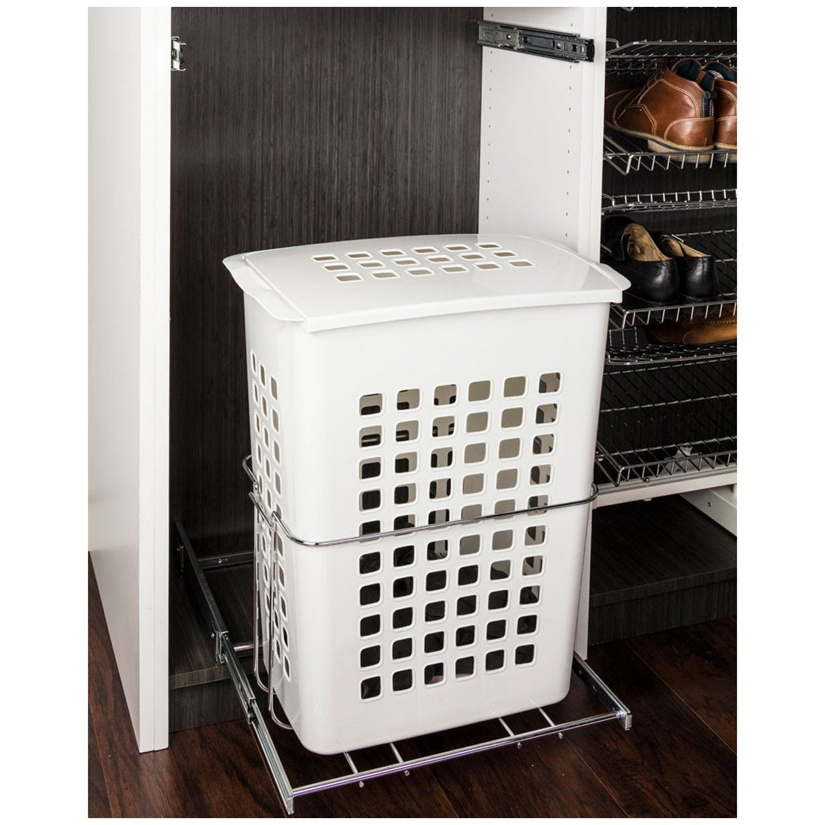 Hardware Resources Plastic Pullout Hamper with Lid-DirectCabinets.com