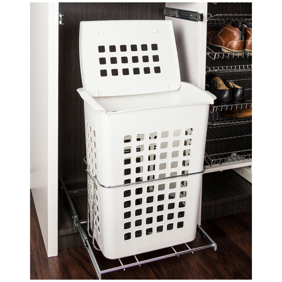 Hardware Resources Plastic Pullout Hamper with Lid-DirectCabinets.com