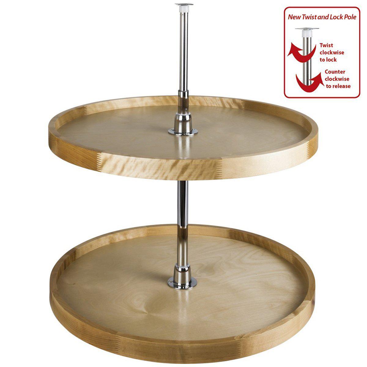 Hardware Resources 28" Diameter Round Wood Lazy Susan Set with Twist and Lock Pole-DirectCabinets.com