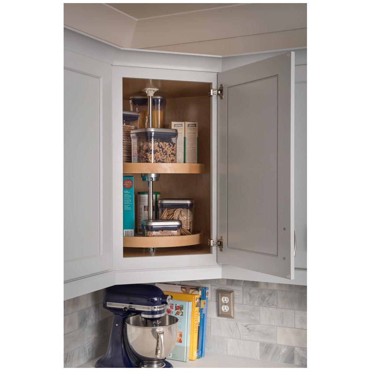 Hardware Resources 28" Diameter Round Wood Lazy Susan Set with Twist and Lock Pole-DirectCabinets.com