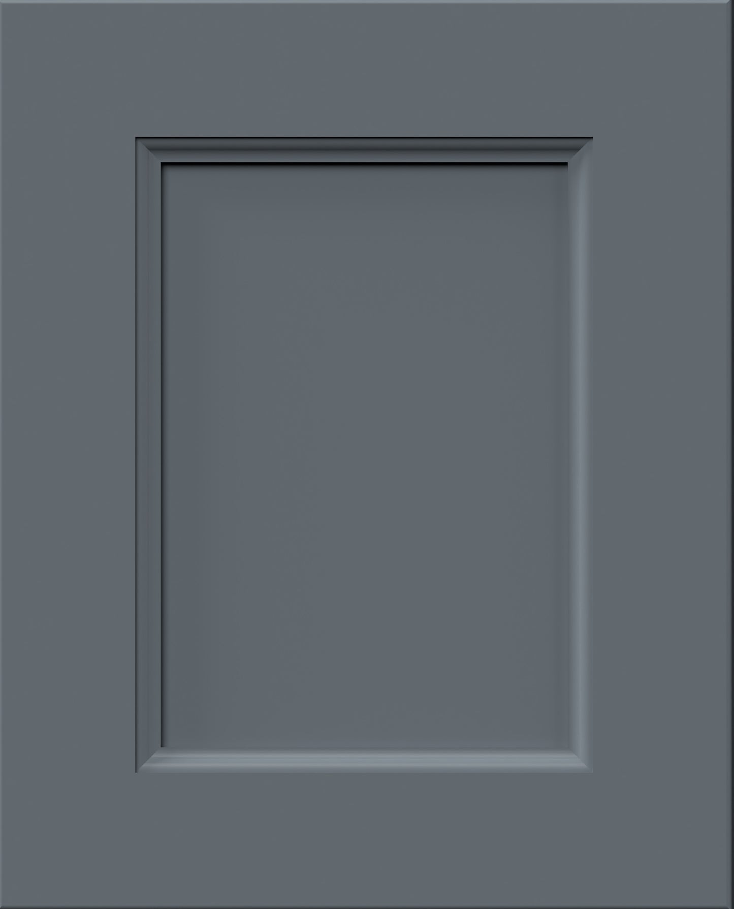 Nexus denim blue small sample door. Recessed cabinet door with an inner detail in a powdery light blue painted finish.