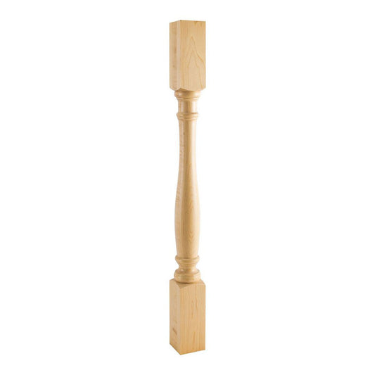 Hardware Resources 3" x 3" x 35-1/2" Hard Maple Turned Wood Post-DirectCabinets.com