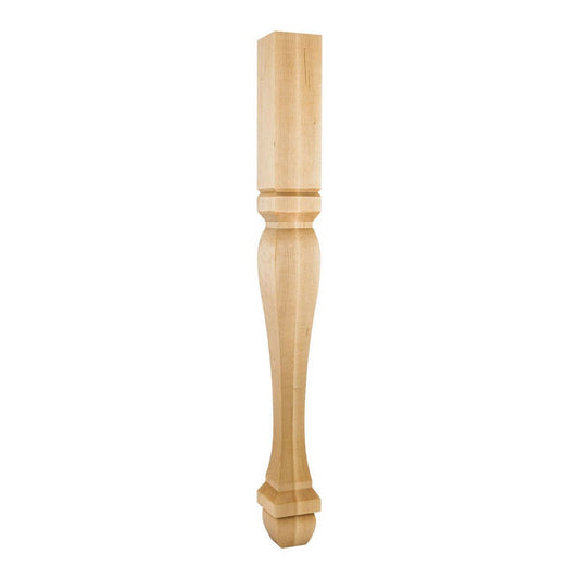 Hardware Resources 3-1/2" x 3-1/2" x 35-1/2" Square Hard Maple Post / Table Leg with Foot-DirectCabinets.com