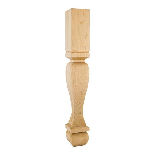 Hardware Resources 5" x 5" x 35-1/2" Square Alder Post / Table Leg with Foot-DirectCabinets.com