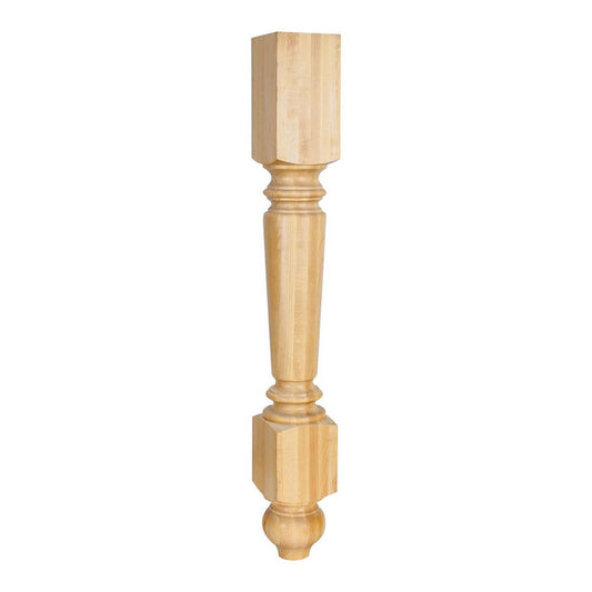 Hardware Resources Rubberwood Turned Post with Bottom Block-DirectCabinets.com