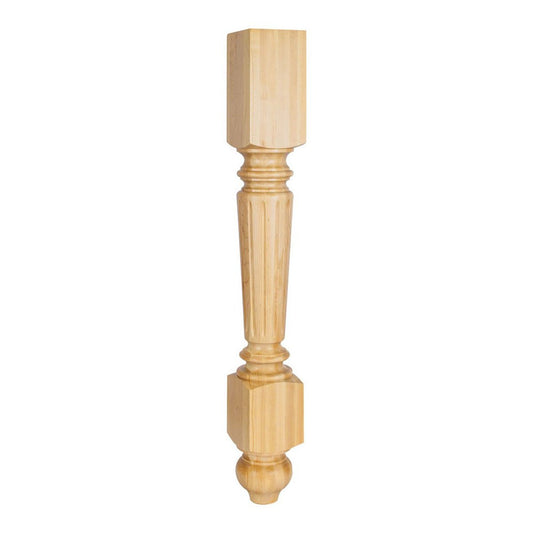 Hardware Resources Rubberwood Fluted Turned Post with Bottom Block-DirectCabinets.com