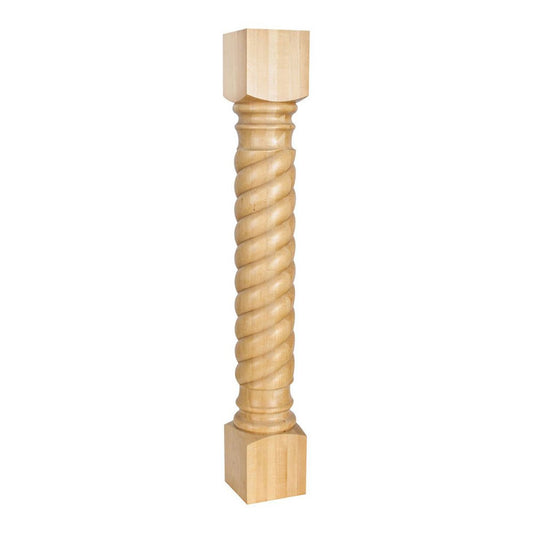 Hardware Resources 5" x 5" x 35-1/2" Hard Maple Post with Rope Pattern-DirectCabinets.com