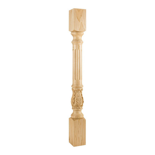 Hardware Resources 3-1/2" x 35-1/2" Alder Turned Acanthus Fluted Post-DirectCabinets.com
