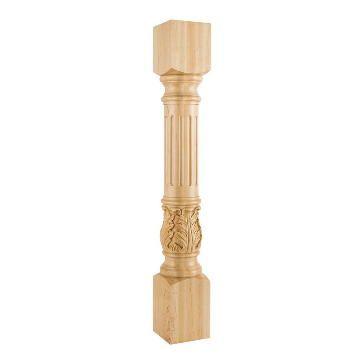 Hardware Resources Alder Turned Acanthus Fluted Post-DirectCabinets.com