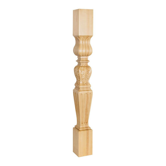 Hardware Resources 3-3/4" x 3-3/4" x 35-1/2" Rubberwood Acanthus / Fluted Post-DirectCabinets.com