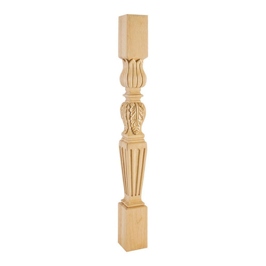 Hardware Resources 3-1/2" Square x 35-1/2" White Birch Acanthus / Fluted Post-DirectCabinets.com
