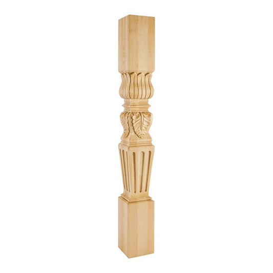 Hardware Resources 5" x 5" x 42" Rubberwood Acanthus / Fluted Post-DirectCabinets.com