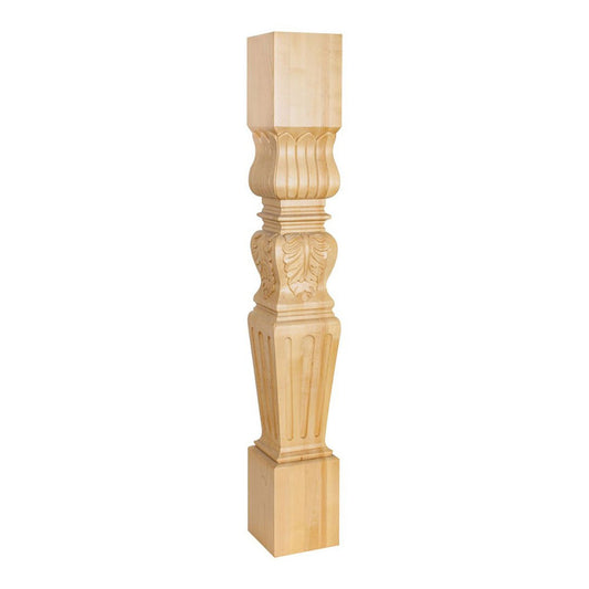 Hardware Resources 5" x 5" x 35-1/2" Rubberwood Acanthus / Fluted Post-DirectCabinets.com