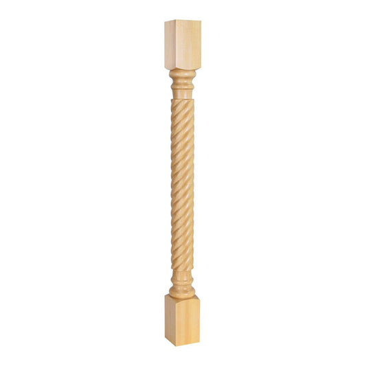 Hardware Resources 3" x 3" x 35-1/2" Hard Maple Post with Rope Pattern-DirectCabinets.com