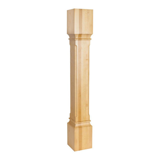 Hardware Resources 5" x 5" x 35-1/2" Hard Maple Post with Fluted Corners-DirectCabinets.com