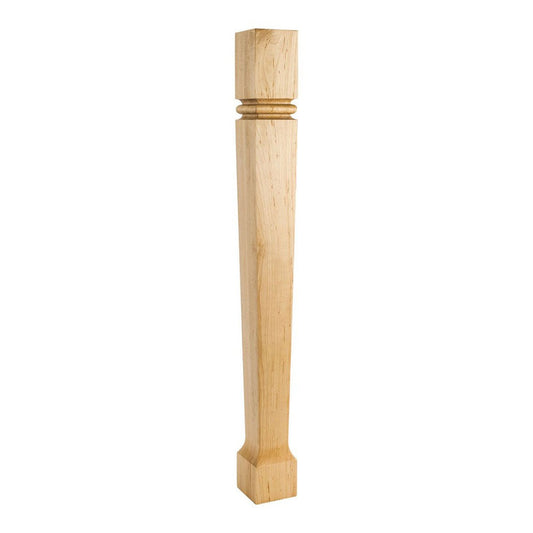 Hardware Resources 3-1/2" x 3-1/2" x 35-1/2" Hard Maple Post with Bullnose Groove and Taper to Foot-DirectCabinets.com