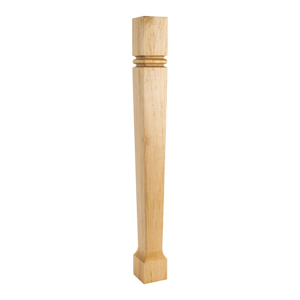 Hardware Resources 3-1/2" x 3-1/2" x 35-1/2" Rubberwood Post with Bullnose Groove and Taper to Foot-DirectCabinets.com