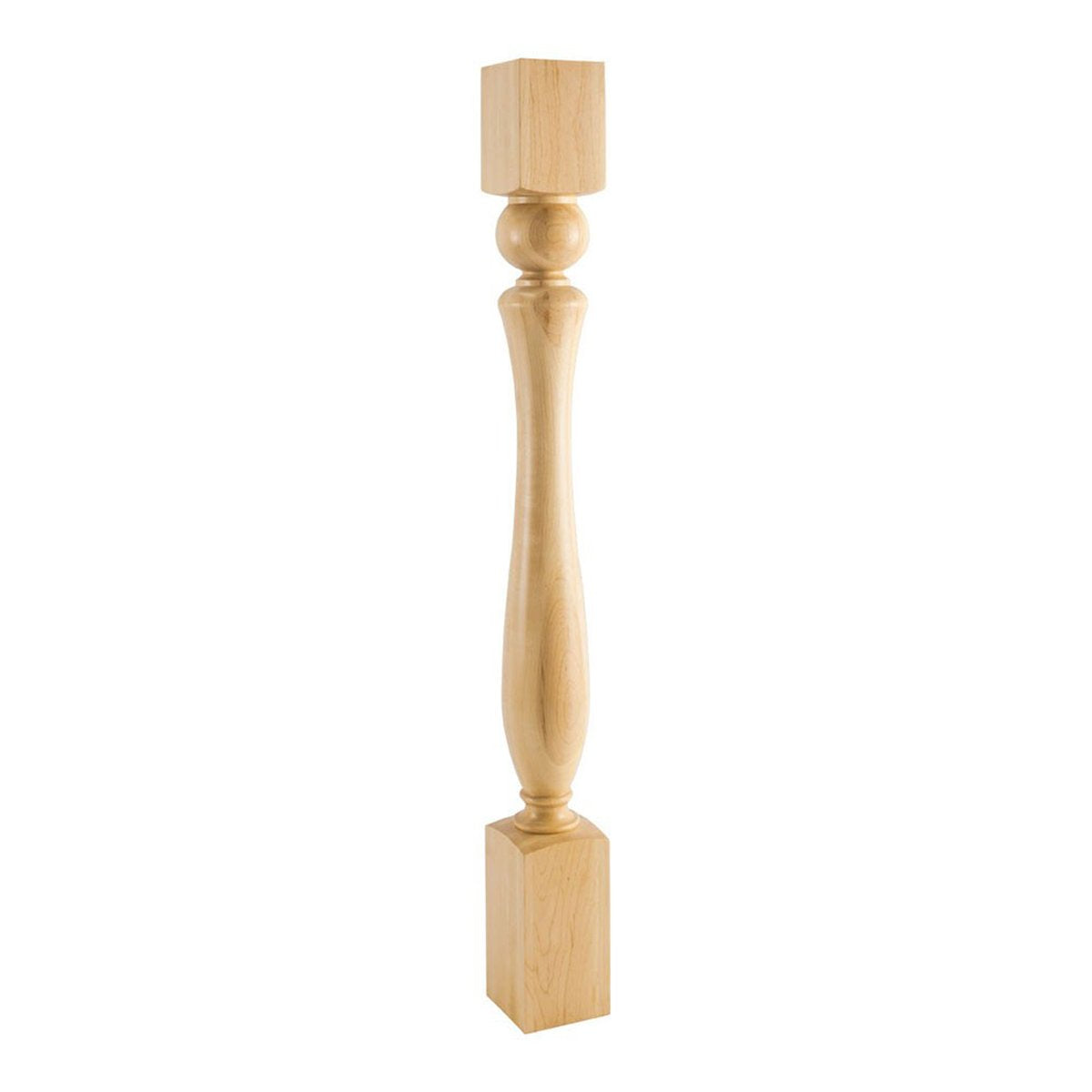 Hardware Resources 3-1/2" x 35-1/2" Rubberwood Turned Post with Sphere-DirectCabinets.com