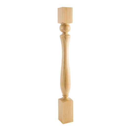 Hardware Resources 3-1/2" x 35-1/2" Rubberwood Turned Post with Sphere-DirectCabinets.com