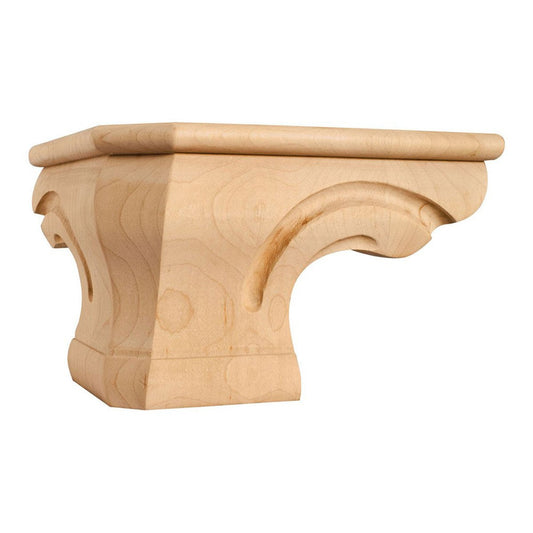 Hardware Resources Rubberwood Rounded Corner Pedestal Foot with Bead-DirectCabinets.com