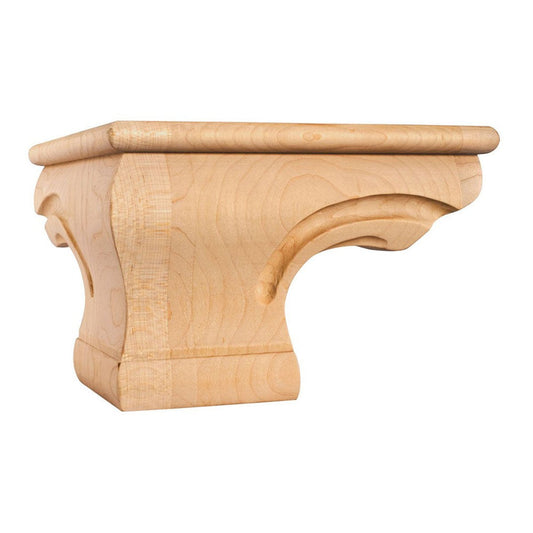 Hardware Resources 6-3/4" x 6-3/4" x 4-1/2" Rubberwood Rounded Corner Pedestal Foot with Bead-DirectCabinets.com