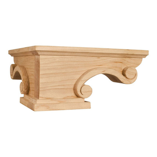 Hardware Resources 8-1/4" x 8-1/4" x 4-1/2" Rubberwood Scrolled Corner Pedestal Foot-DirectCabinets.com