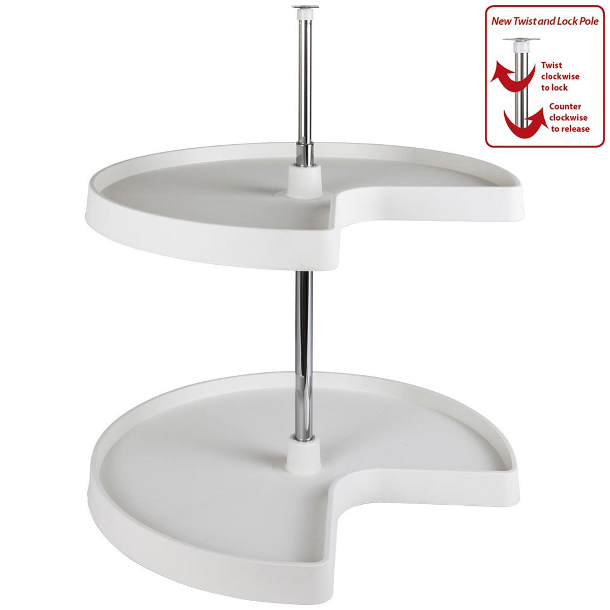 Hardware Resources Kidney Plastic Lazy Susan Set with Twist and Lock Pole-DirectCabinets.com