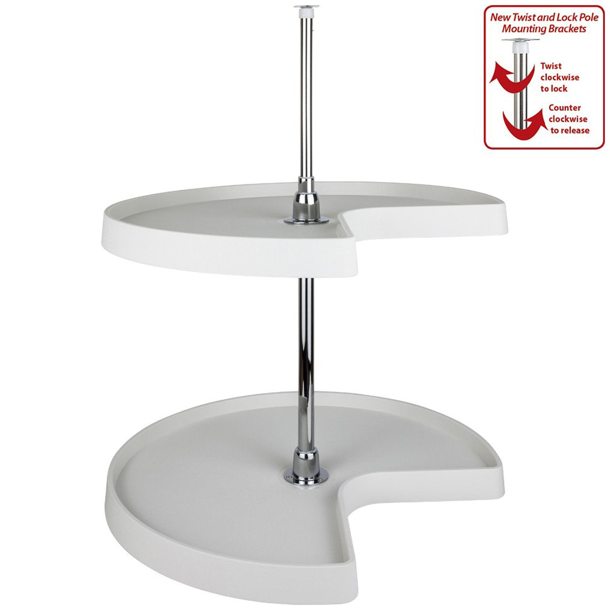 Hardware Resources Kidney Plastic Lazy Susan Set with Chrome Hubs-DirectCabinets.com
