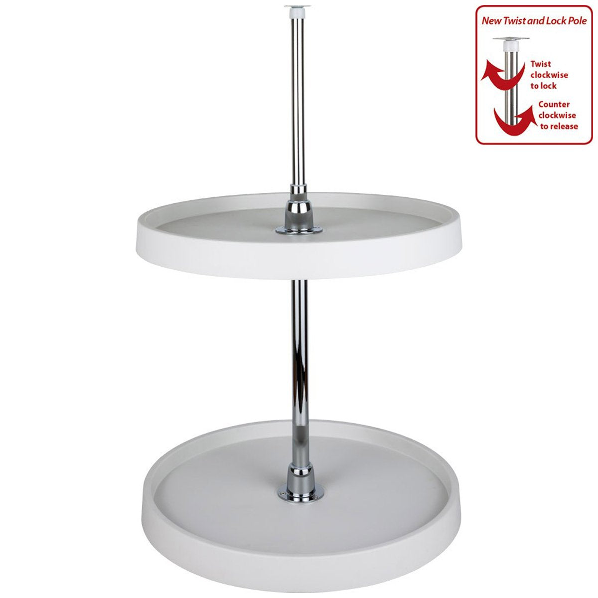 Hardware Resources Round Plastic Lazy Susan Set with Chrome Hubs-DirectCabinets.com