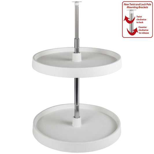 Hardware Resources Round Plastic Lazy Susan Set with Twist and Lock Pole-DirectCabinets.com