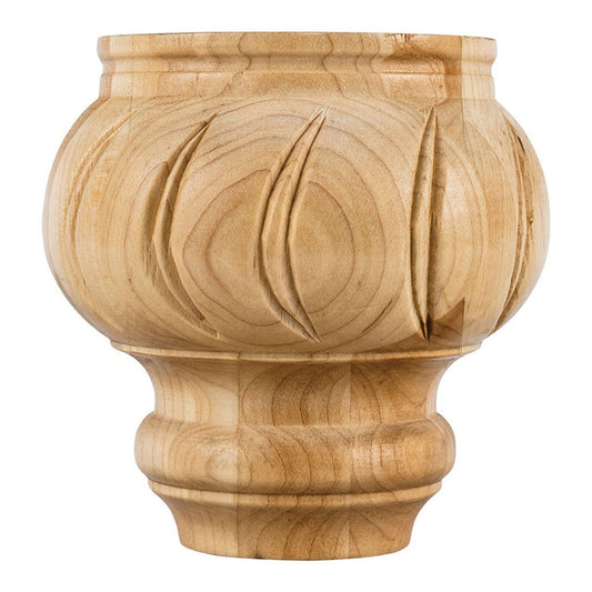 Hardware Resources Hard Maple Spiral Turned Traditional Bun Foot-DirectCabinets.com