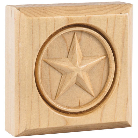 Hardware Resources 3" x 3" x 7/8" Hard Maple Star Rosette Moulding-DirectCabinets.com