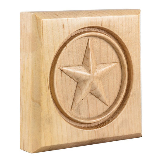 Hardware Resources 4" x 4" x 7/8" Hard Maple Star Rosette Moulding-DirectCabinets.com