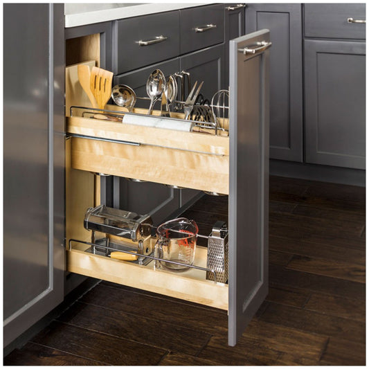 Hardware Resources 8 Inch "No Wiggle" Utensil Bin Base Cabinet Pullout Built on Premium Soft-close Slides-DirectCabinets.com