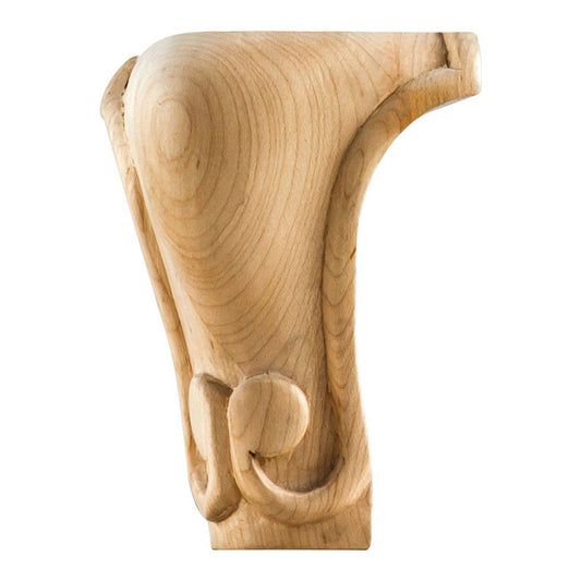 Hardware Resources 3-1/2" x 3-1/2" x 5" Oak Carved Queen Anne Traditional Leg-DirectCabinets.com