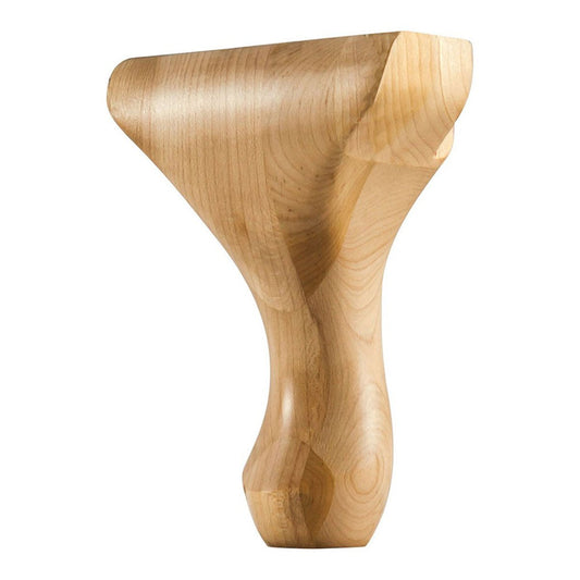 Hardware Resources 4-1/4" x 2-5/8" x 6" Rubberwood Center Queen Anne Traditional Leg-DirectCabinets.com