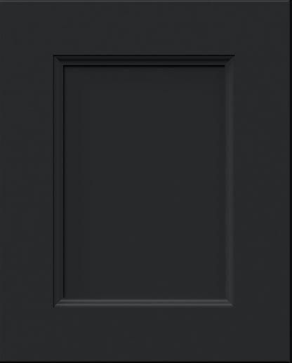 Nexus pitch black small sample door. Recessed cabinet door with inner beveled detail in a black painted finish.